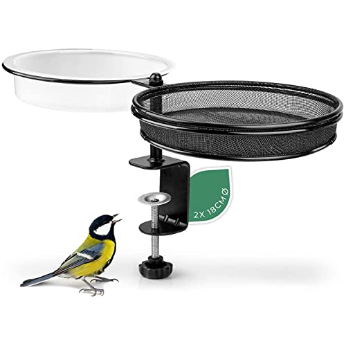 Comedouro e Bebedouro Suspensos para Pássaros com Suporte para Varanda WILDLIFE FRIENDS Görges Markenwelt - Alimentadores de pássaros - comedouro, bebedouro, suspenso, pássaro, varanda, fácil de limpar