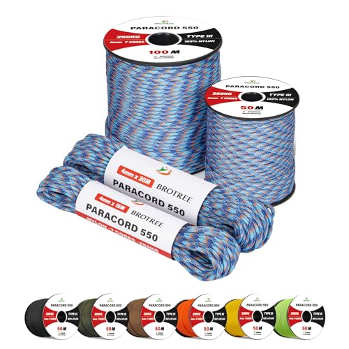 Corda de Paracord 4 Mm 7 Hebras 30M Tipo Iii 550 Lb 250Kg 1 Unidade BROTREE BROTREE - Corda de escalada - paracord, 4 mm, 7 hebras, tipo iii, 550 lb
