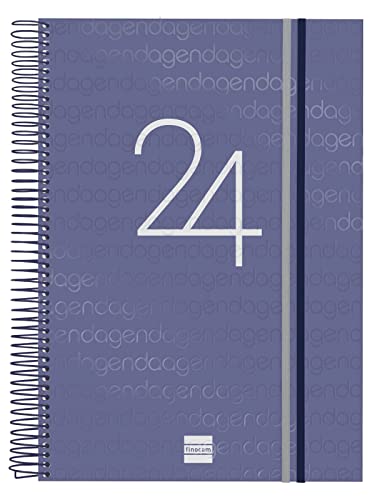 Agenda FINOCAM Spiral Year 1 Day Page Jan-Dez 2024 Azul Cabero Group 1916, S.A. - Cadernos e bloco de notas - agenda, finocam spiral, ano 1 dia, jan-dez 2024, azul