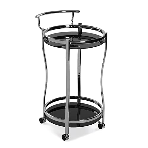 Carrinho de Cozinha VERSA Driana Preto (Material: Vidro - Metal) VERSA - Carrinhos de cozinha e jantar - vidro, metal, preto