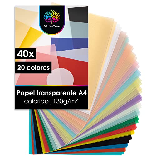 OfficeTree 40x Papel Cebolla A4 Colores 130g/m² - 20 Cores ILP GmbH - Papel de impressora e copiadora - a4, 130g/m², 20 cores