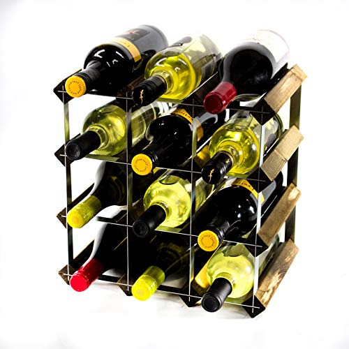 Cranville Wine Racks Madeira Classic 12 Bottle of Oak Stained and Galvanized Metal Cranville wine racks - Suportes para vinhos - madeira, oak, 12 garrafas, metal