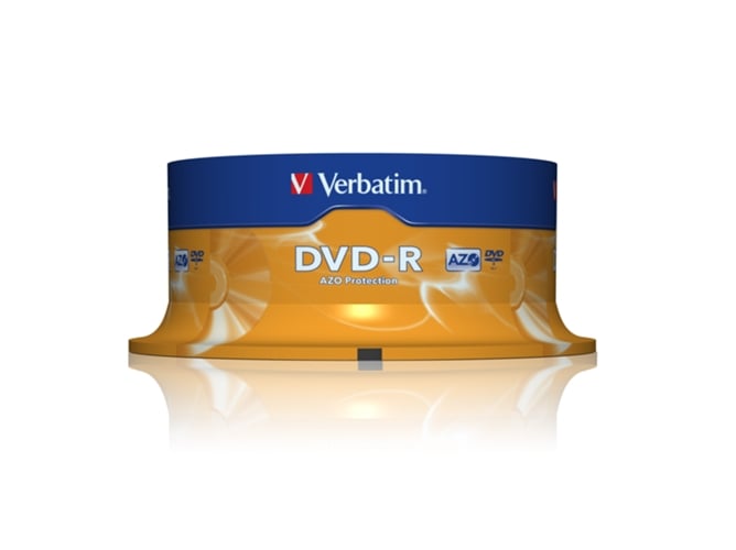 DVDs virgens VERBATIM DVD-R 4.7GB 16x DL+ 25 discs Verbatim - Mídias vazias - DVD-R, 4.7GB, 16x, 25 discs
