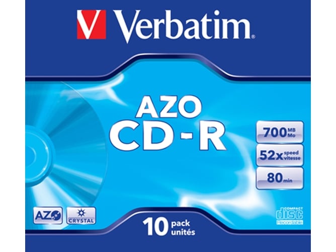 Disco de Rolo Verbatim CD-R Super AZO 52x 700MB Verbatim - Mídias vazias - 700 MB, 52x, AZO, proteção adicional