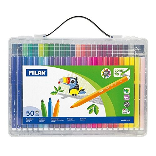 Caixa de 50 Marcadores MILAN (Multicor - 3.6 x 2.4 cm) Milan - Marcadores e marcadores de texto - 50 marcadores, multicor, laváveis, ponta resistente