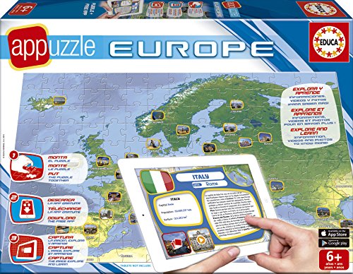 Puzzle EDUCA BORRAS Appuzzle Europa 150 Peças EDUCA - Quebra-cabeças de encaixar - 150 peças, aplicação educativa, mapa interativo, informações