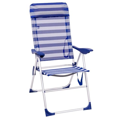 Cadeira de Praia LOLAHOME | Azul, Branco (Cadeiras) LOLAhome - Móveis de exterior - azul, branco, praia