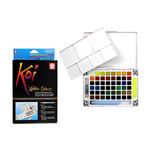 Caixa de Aquarelas e Pincéis SAKURA (48 Un) Sakura - Tinta, tinta de arte e esmalte - aquarelas, pincéis, Sakura, conjunto, cores