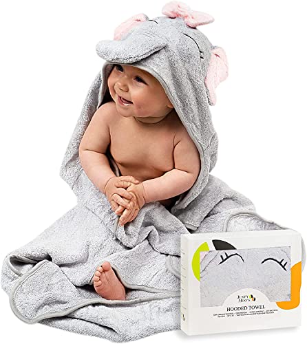 Toalha de Banho para Bebé JM ELEFANTE (Rosa - 100% Bambu) Jumpy Moo's Inc. - Banho e corpo - 100% bambu, absorvente, suave, bebés