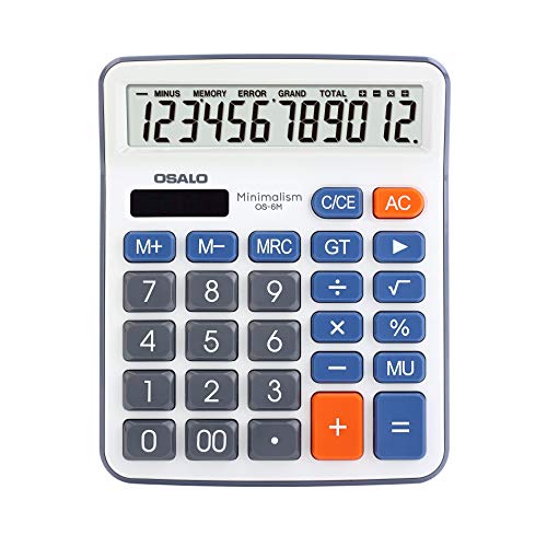 Calculadora OSALO Office (12 dígitos - Até 12.000) Pendancy Co., Ltd - Calculadoras - calculadora, osallo office, 12 dígitos, até 12000, display grande, botões grandes, percentagem marcadores, memória independente, energia solar, bateria reserva
