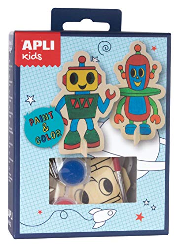 Kit de Artesanato para Crianças APLI KIDS Robot APLI - Brinquedos - kit artesanato, crianças, robot, apl, madeira, pincéis
