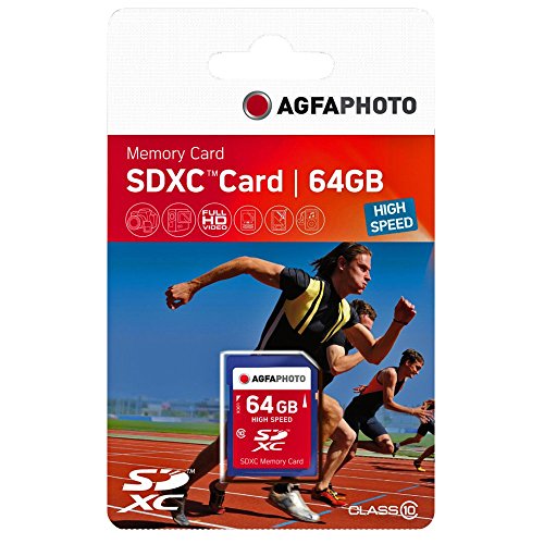 Cartão de Memória AGFA PHOTO 64GB SDXC Class 10 AgfaPhoto - Cartões de memória flash - 64 gb, SDXC, Class 10, 25 MB/s