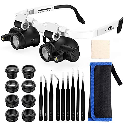 Lupa de reparação de relógio com lentes extraíveis e luzes LED Pancellent Inc - Lupas - reparação, relógio, lente extraível, led