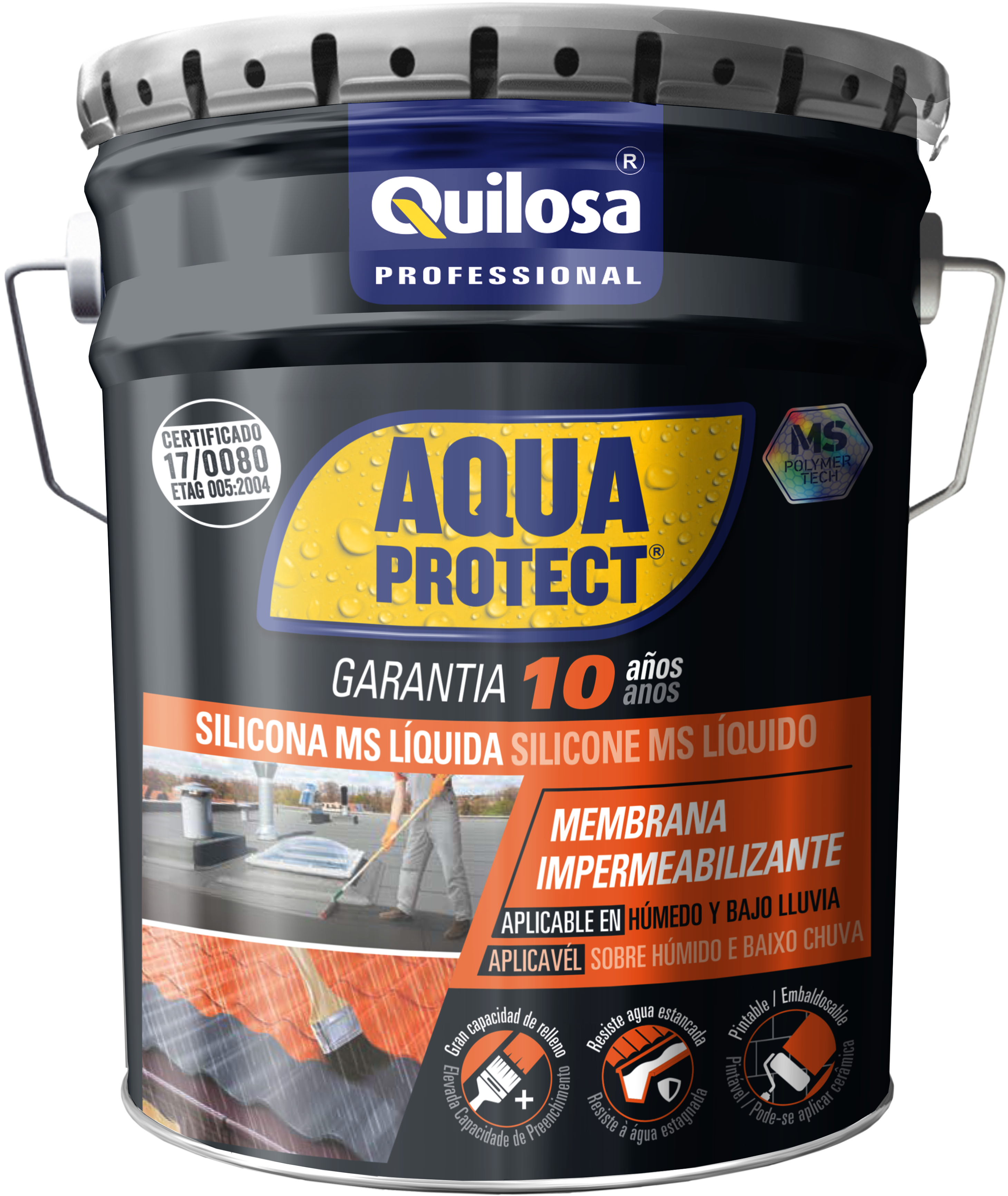 Quilosa T049270 Ms. Silicone líquido. Bote de 5 kg. Branco. quilosa - Revestimentos protetores e selantes - silicone, 5 kg, branco