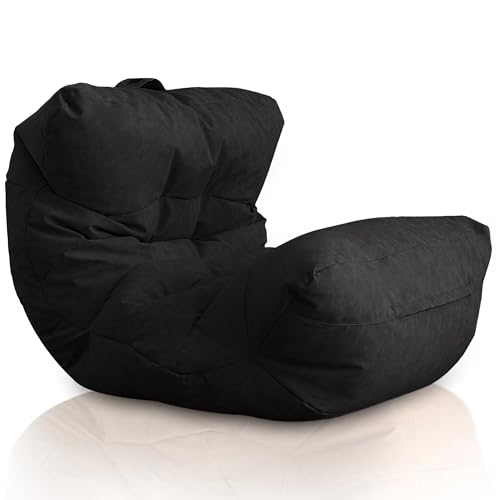 Poltrona AIIRE Puff Salon (Preto - 160x100x75 cm) Aiire - Cadeiras de pufe - 160x100x75 cm, tecido rústico, almofada macia