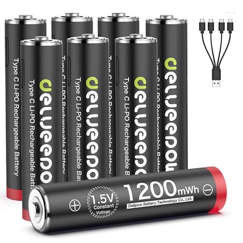 Pilhas Recarregáveis Delyeepow Usb-C Aaa 1200Mah Delyeepow - Baterias de uso geral - recarregável, usb-c, AAA, 1200mah