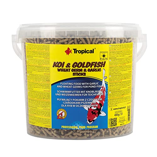 Comida flutuante para peixe KOI & GOLD FISH Wheat germ & garlic sticks (5 L) Tropical - Ração para cães - wheat germ, garlic, koi, gold fish, flutuante