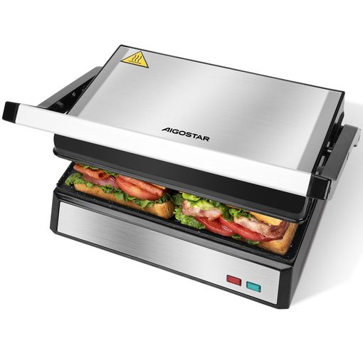 Grelhador Elétrico AIGOSTAR Hett30HEX (1000 W) Aigostar - Torradeiras e grelhadores - 1000 W, antiaderente, preto/prata