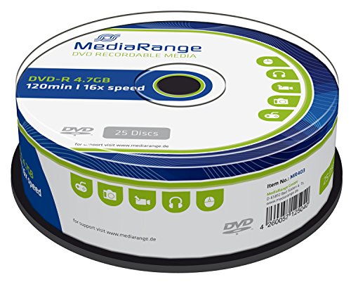 DVDs virgens MEDIARANGE MR403 (DVD+R - 25 Unidades) MediaRange - Mídias vazias - DVD-R, 25 unidades, 4.7 gb, 16x