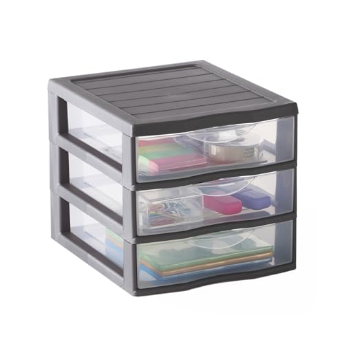 Organizador de Cosméticos SUNDIS Orgamix Cinzento SUNDIS - Gavetas de armazenamento doméstico - 3 gavetas, polipropileno, ergonômico, empilhável