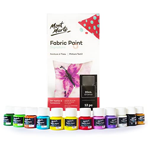 Tinta para Tecido MONT MARS 12 Unidades (20 ml) MONT MARTE - Tinta, tinta de arte e esmalte - 12 unidades, 20 ml, alta pigmentação, poder de cobertura