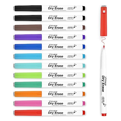 Marcador YISAN Magnético para Quadro Branco (12 Cores) YISAN - Marcadores e marcadores de texto - magnético, 12 cores, ultrafina, lavável