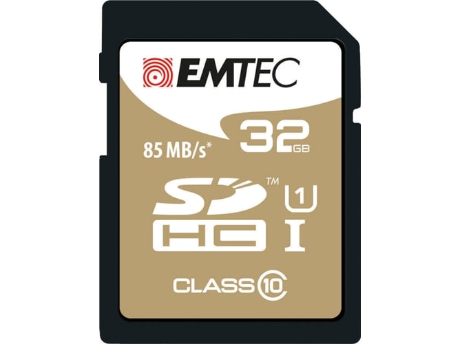 Cartão de Memória EMTEC 32GB Class10 Gold + Emtec - Cartões de memória flash - 32 GB, Classe 10, 85 MB/s, 21 MB/s