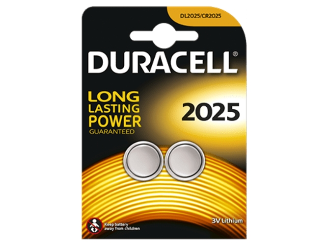 Pilhas DURACELL Button (Lítio - CR2025 - 2 unidades) Duracell - Baterias de uso geral - litio, CR2025, alta densidade, durável
