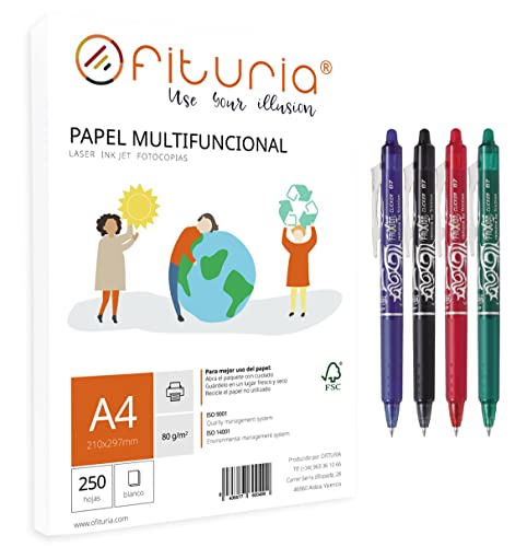 Pack 250 Folhas A4 80G/M² Brancas para Impressão OFITURIA - Papel para fichários - folhas A4, 80g/m², brancas, impressão