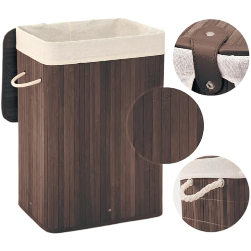 Cesto de Roupa Suja com Tampo de Bambu Turia Ltd - Aparelhos de lavanderia - bambu, 10 kg, 3,5 kg, estrutura