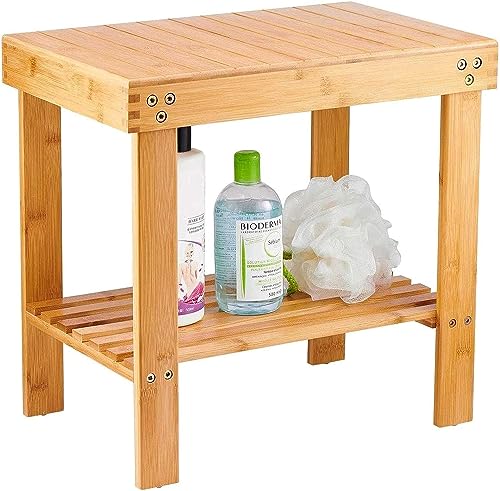 Banco de Bambu com Pés Anti-Deslizantes VAEFAE VaeFae - Pufes - bambu, anti-deslizantes