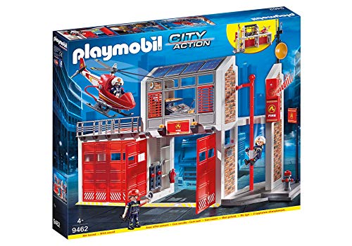 Playmobil City Action Quartel dos Bombeiros (Idade Mínima Recomendada: 4 anos) PLAYMOBIL - Conjuntos de brinquedos - bombeiros, helicóptero, rampa, veículos
