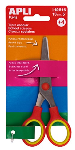 Tesoura APLI (Vermelho - Plástico e Metal) APLI - Ferramentas de corte e relevo para artesanato - 4 anos, metal inoxidável, plástico ABS, ergonómica