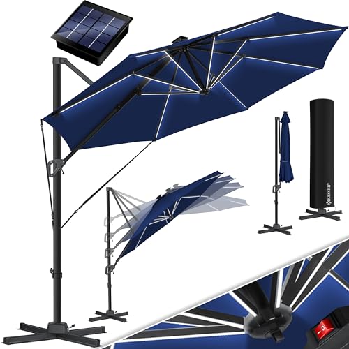 Guarda-Sol KESSER Sun Redondo XL (Preto - Algodão e Poliéster) KESSER - Móveis de exterior - 7 ângulos, 360 graus, poliéster, resistente à água