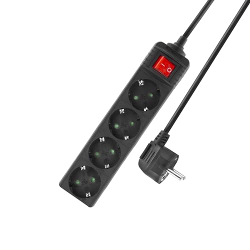 Extensão Elétrica ACT (4 Tomadas - Tipo F - 2m) ACT - Fios e cabos elétricos - 4 tomas, interruptor on/off, segurança para crianças, 2m