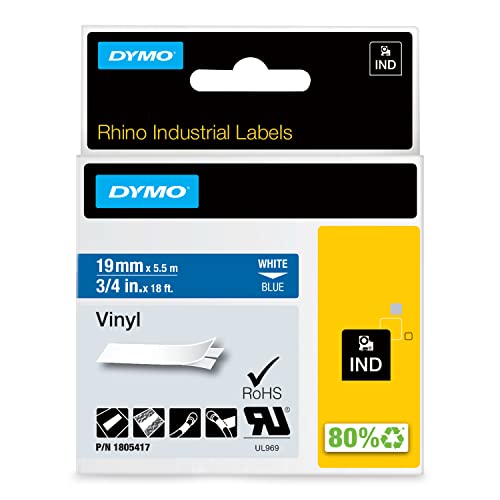 Fita para Etiquetadora DYMO 1868751 Branco sobre Azul DYMO - Fitas de etiquetas e recargas - branco sobre azul, vinil, multicolor
