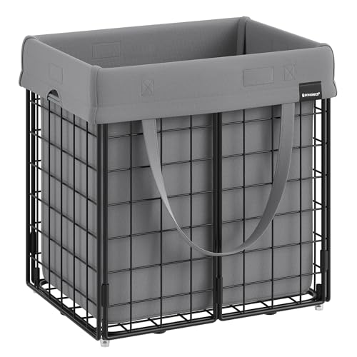 Caixa de Roupa Suja SONGMICS 50L (Preto - Aço e Poliéster) SONGMICS - Cestos de roupa - 50L, poliéster, aço, preto