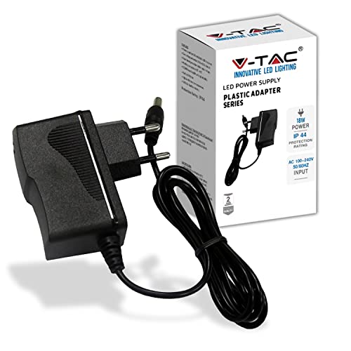 Adaptador V-TAC (1.5A - 18W - Preto e Azul) V-TAC - Transformadores de voltagem e reguladores - 1.5A, 18W, preto e azul, tomada EU