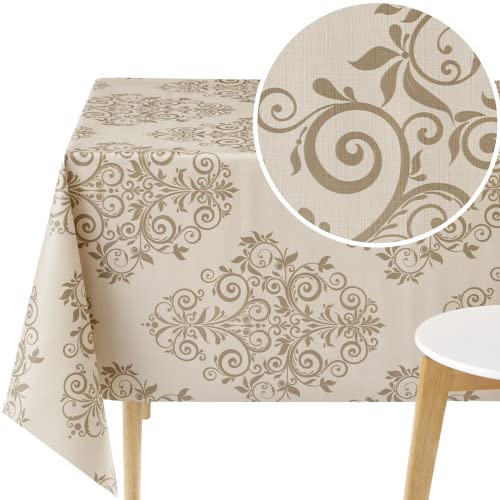 Capa de Mesa Vinil KP HOME Bege (300x140cm) KP HOME - Toalhas de mesa - vinil, barroco, resistente, fácil de limpar