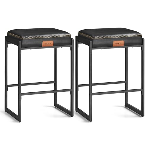 Conjunto de 2 Bancos VASAGLE Ekho (Preto - 68x46x43cm - Madeira e Aço) VASAGLE - Bancos de mesa e bar - preto, madeira, aço, 68x46x43cm