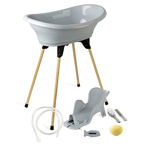 Conjunto de Banheira para Bebé THERMOBABY Vasco 7 em 1 Thermobaby - Banheiras para bebês e assentos de banho - 7 em 1, banheira, suporte de madeira, escovador, cadeira de banho