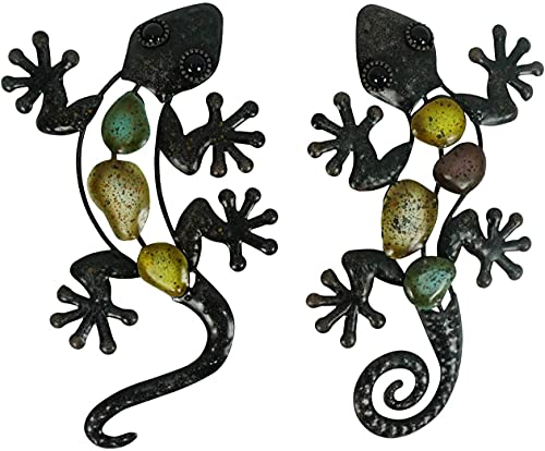 Decoração de Parede Liffy 2 Uds Metal Gecko Liffy - Ornamentos de relva e esculturas de jardim - metal, gecko, modern, geométrico