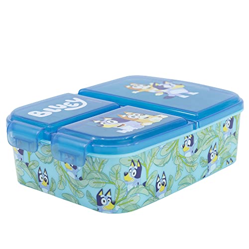 Lancheira Infantil de 3 Compartimentos Azul de Bluey Stor - Utensílios de mesa - lancheira, infantil, 3 compartimentos, azul