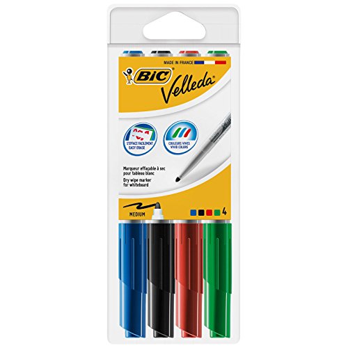 Marcador BIC Velleda (Multicor - Ponta Média) BIC - Marcadores e marcadores de texto - multicor, ponta média, borracha, tinta não ácida
