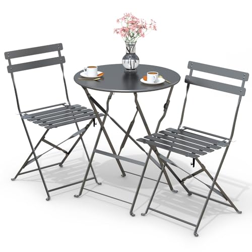 Conjunto de Móveis VOUNOT 3 Peças (Cinzento) VOUNOT - Móveis de exterior - plegável, resistente, fácil limpeza, versátil
