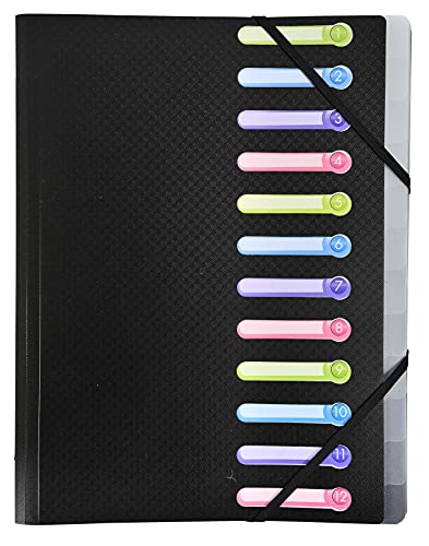Exacampta 55981E Classificador de Papéis Preto EXACOMPTA - Pastas de arquivo - polipropileno, 12 compartimentos, preto