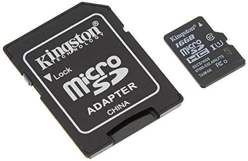 Cartão de Memória MicroSD KINGSTON Canvas Select (16 GB) + Adaptador SD Kingston - Cartões de memória flash - 16 gb, MicroSDHC, 80 MB/s, resistente