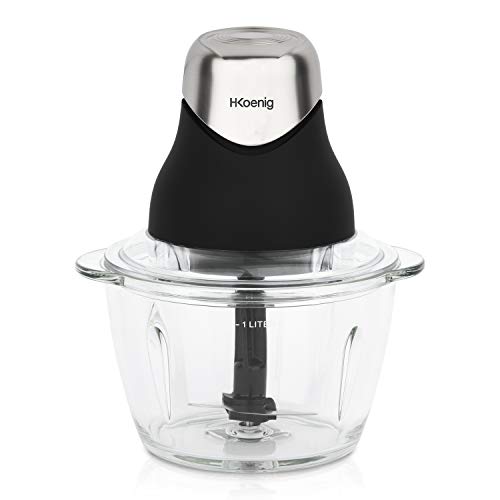 Picadora Elétrica H.KOENIG Leo8 (Preto - 32W) H.Koenig - Batedeiras e liquidificadores - 320 W, 2 lâminas, aço inoxidável, taça de vidro graduada
