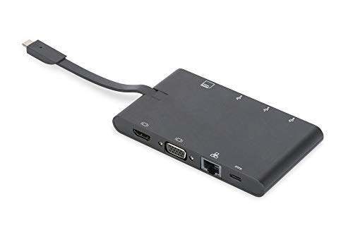 Digitus Da-70865 Base & Duplicador de Portas com Fios Usb 3.0 (3.1 Gen 1) Type-C Preto Digitus - Estações de acoplamento para laptops - usb 3.0, type-c, preto, 1 porta ethernet