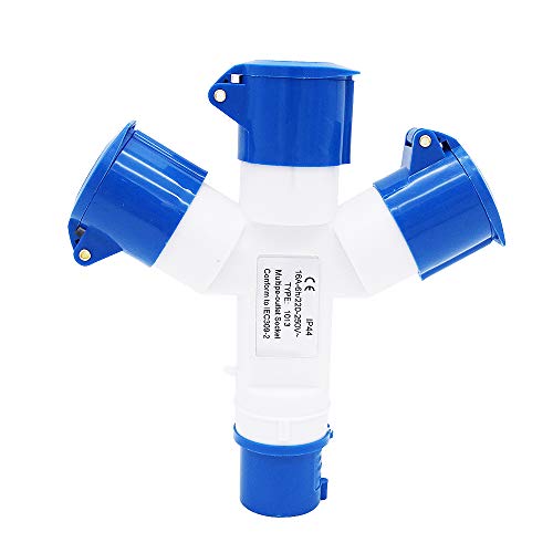 Tomada Elétrica POFET 0031 (Azul - 10x10 cm) POFET - Tomadas e soquetes de energia - proteção sobretensão, 3520W, 3 tomadas, elegante